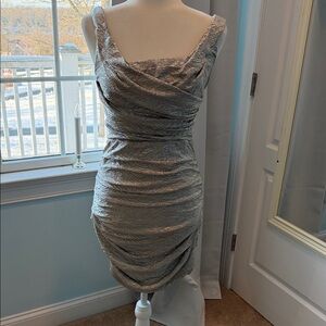 Express Silver Draped Mini Dress